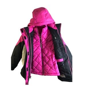 Girls Gerry Ski 🎿 Double Coat Jacket size M 7/8 pink & black